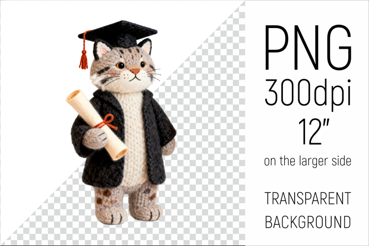 Knitted Graduation Lynx | Cute School Animal Clipart