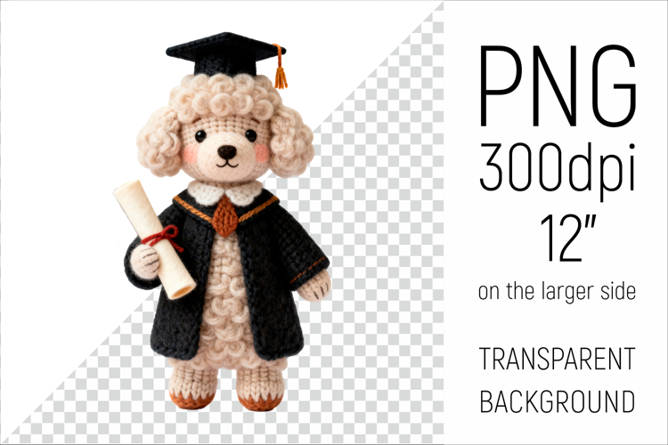 Knitted Graduation Poodle Dog | Cute School Dog
