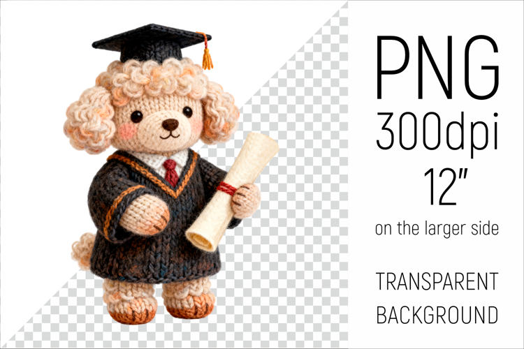 Knitted Graduation Poodle Dog | Cute School Dog