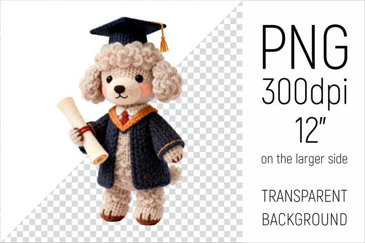 Knitted Graduation Poodle Dog | Cute School Dog