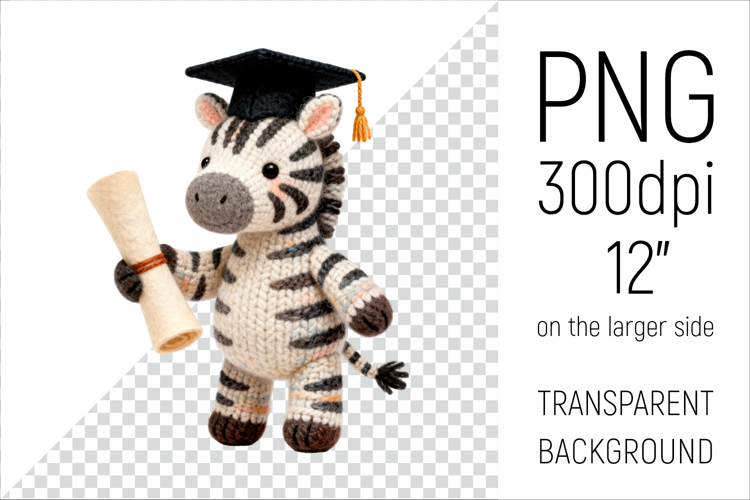 Knitted Graduation Zebra | Cute School Animal Clip