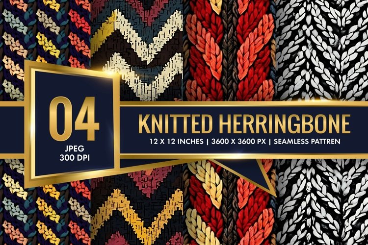 Knitted Herringbone Pattern Design Digital Paper