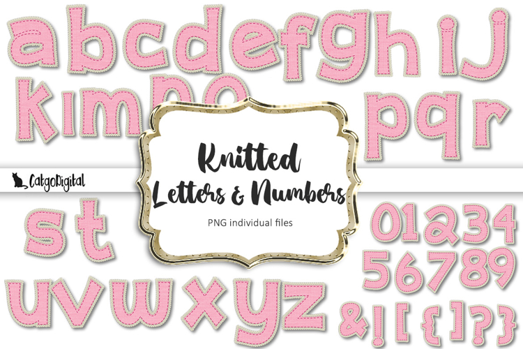 Knitter Letters Clipart PNG Bundle - Cozy Knit Alphabet