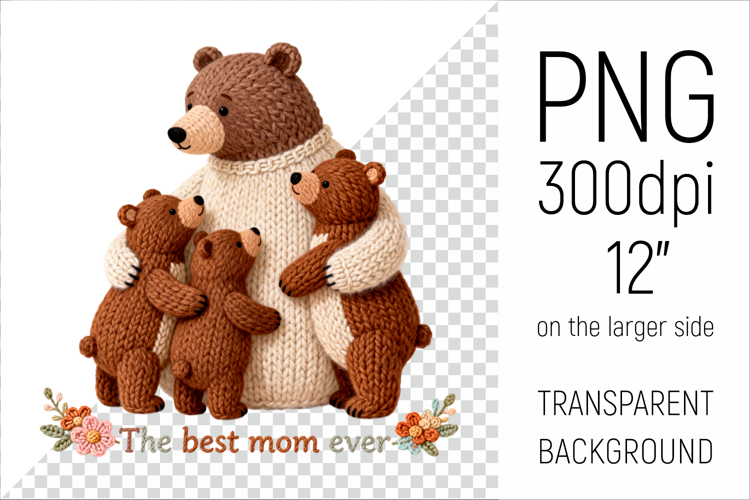 Mama Bear Illustration| Knitted Bear Family