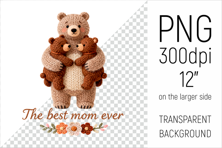 Mama Bear Illustration| Knitted Bear Family