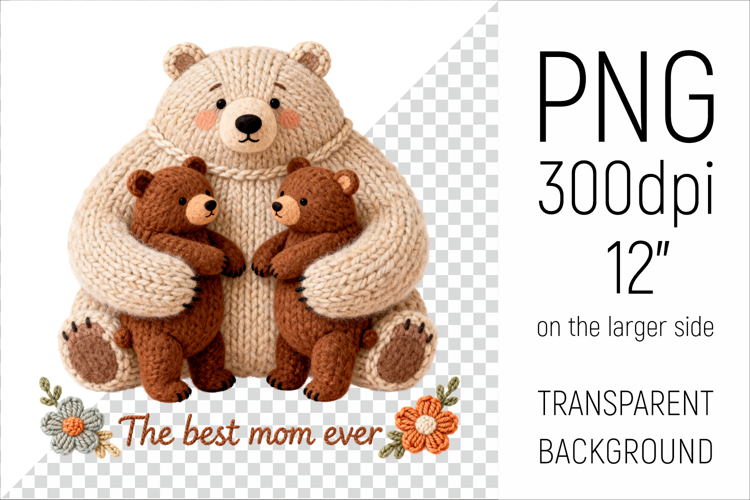 Mama Bear Illustration| Knitted Bear Family