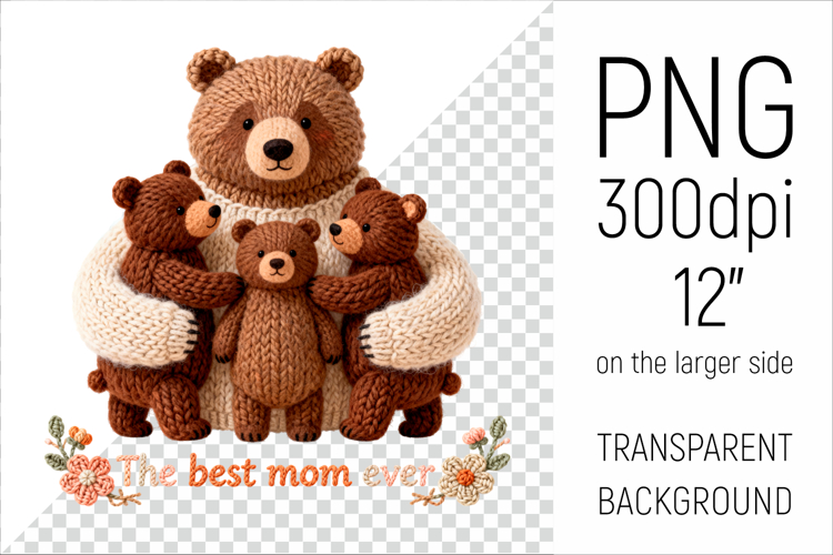 Mama Bear Illustration| Knitted Bear Family
