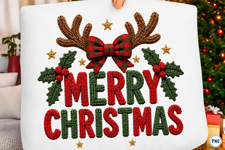 Knitted Merry Christmas PNG