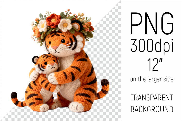 Knitted Mother Tiger with Baby | Mothers Day Clipart