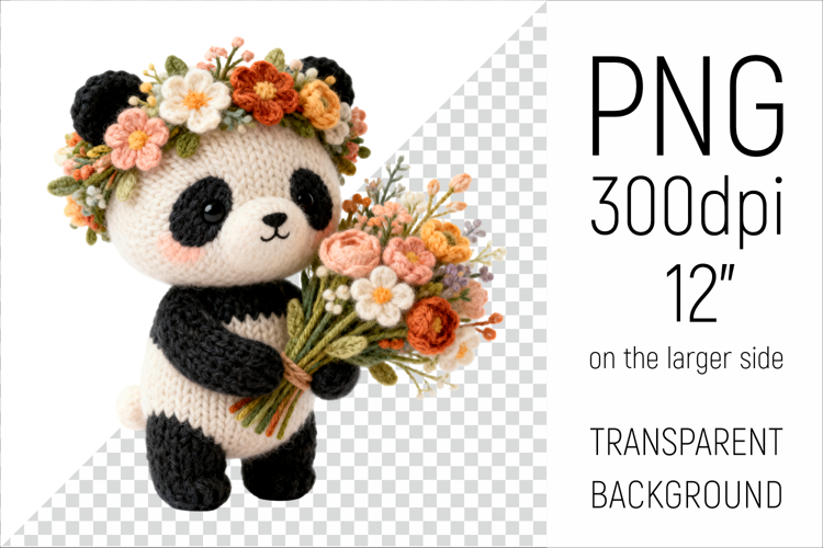 Knitted Panda with Flowers | Mother’s Day Woodland Animal