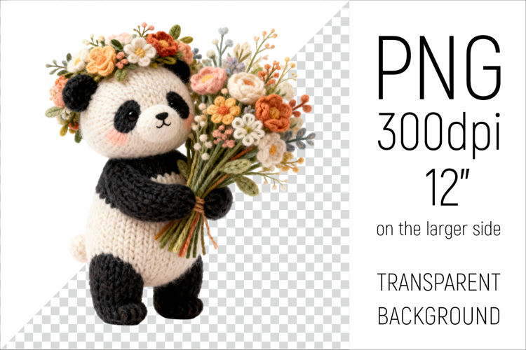 Knitted Panda with Flowers | Mother’s Day Woodland Animal