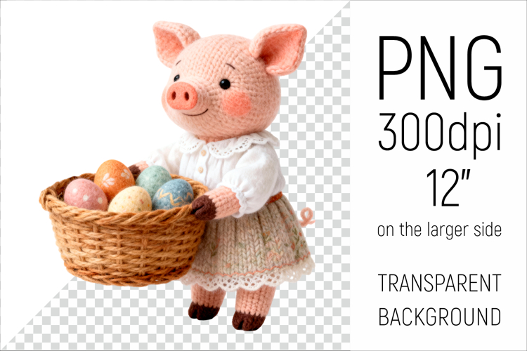 Cute Knitted Pig with Easter Basket | Amigurumi Farm Animal