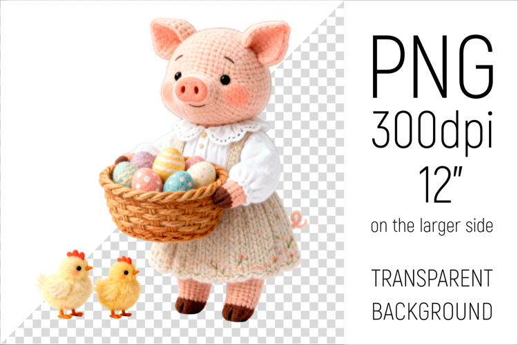 Cute Knitted Pig with Easter Basket | Amigurumi Farm Animal