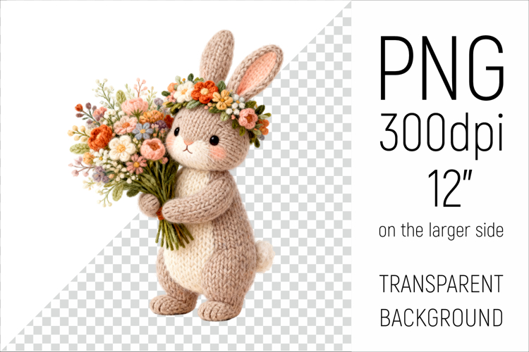 Knitted Rabbit with Flowers | Mothers Day Animal