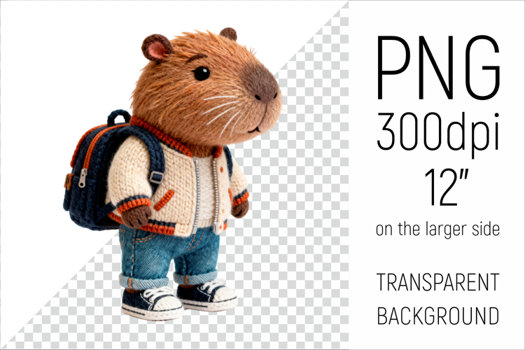 Knitted School Capybara with Backpack
