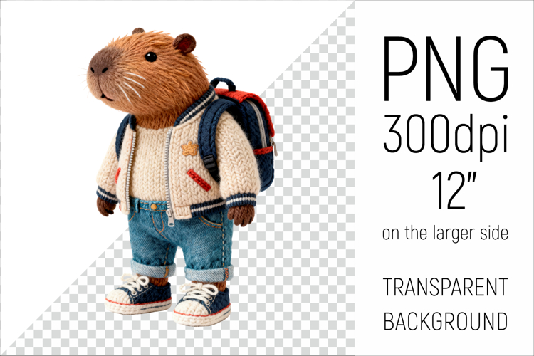 Knitted School Capybara with Backpack