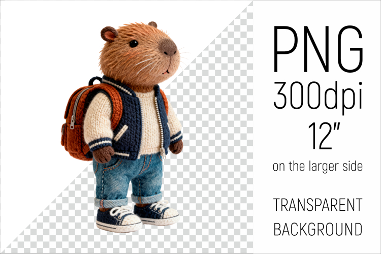 Knitted School Capybara with Backpack