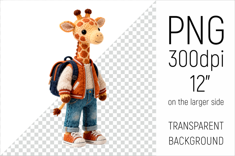 Knitted School Giraffe with Backpack