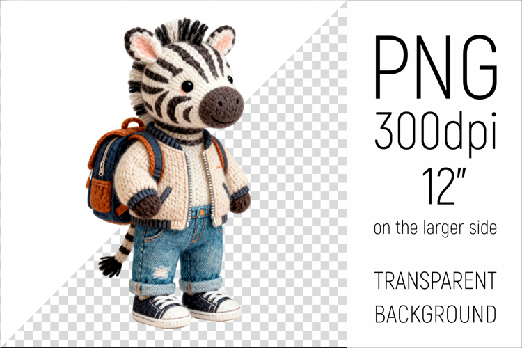 Knitted School Zebra with Backpack