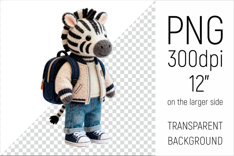 Knitted School Zebra with Backpack
