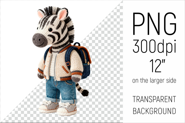 Knitted School Zebra with Backpack