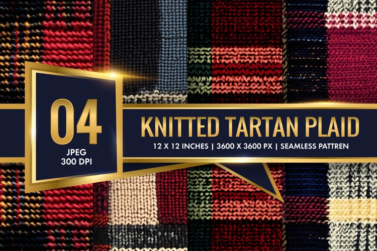 Knitted Tartan Plaid Digital Paper| Fabric Texture Design