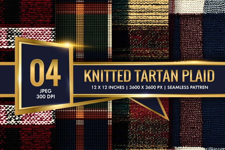 Knitted Scottish Tartan Plaid Pattern | 12×12 Digital Paper