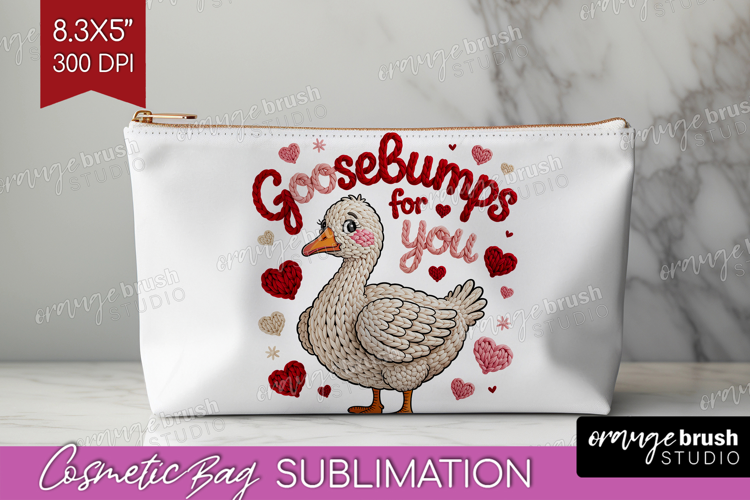 Knitted Valentines Day Cosmetic Bag - Faux Yarn Makeup Bag