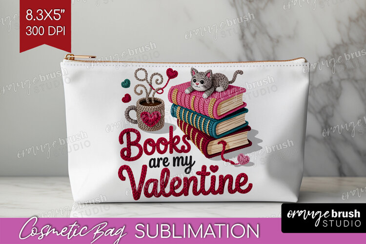 Knitted Valentines Day Cosmetic Bag - Faux Yarn Makeup Bag example image 1