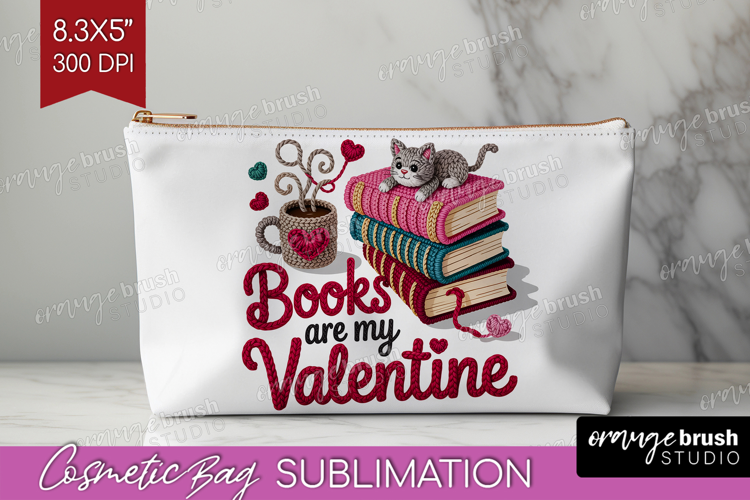 Knitted Valentines Day Cosmetic Bag - Faux Yarn Makeup Bag