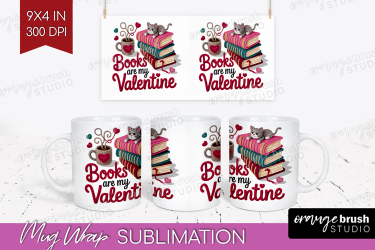 Knitted Valentines Day Mug Wrap - Faux Yarn Mug PNG