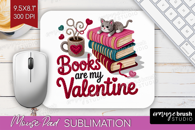 Knitted Valentines Day Mouse Pad Sublimation - Faux Yarn PNG