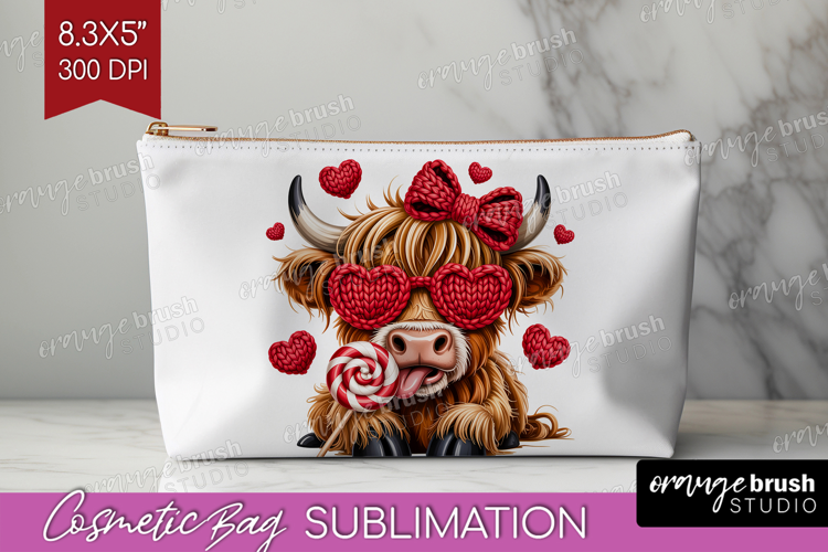 Knitted Valentines Day Cosmetic Bag - Faux Yarn Makeup Bag