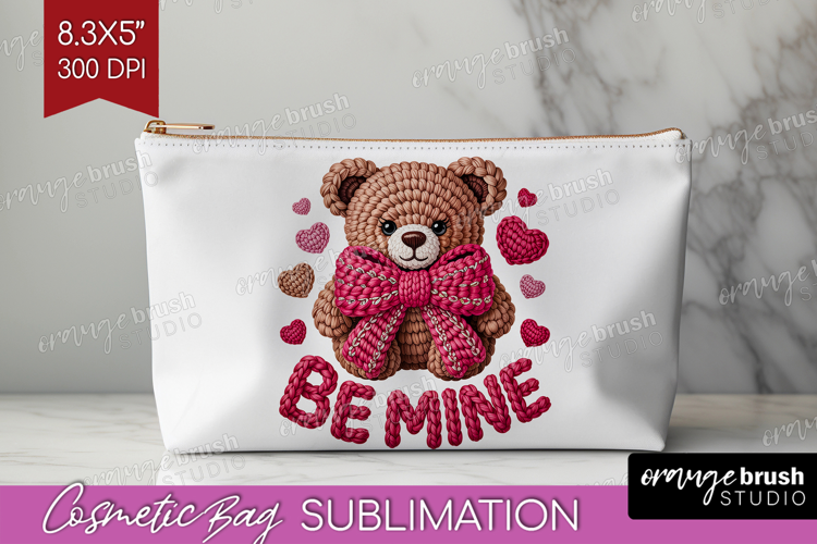 Knitted Valentines Day Cosmetic Bag - Faux Yarn Makeup Bag