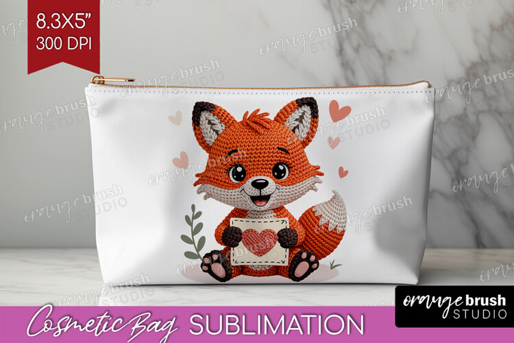 Knitted Valentines Day Cosmetic Bag - Faux Yarn Makeup Bag example image 1