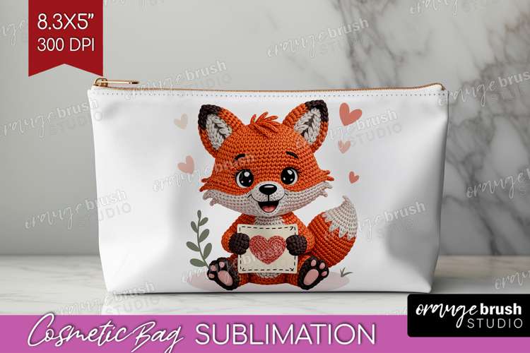 Knitted Valentines Day Cosmetic Bag - Faux Yarn Makeup Bag