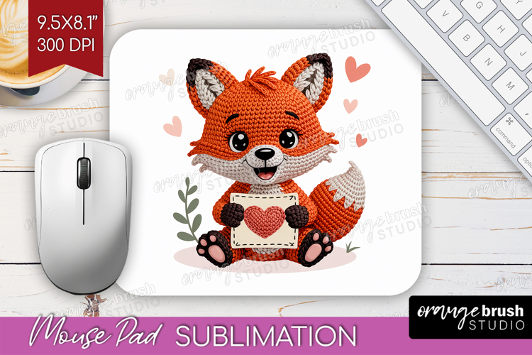 Knitted Valentines Day Mouse Pad Sublimation - Faux Yarn PNG