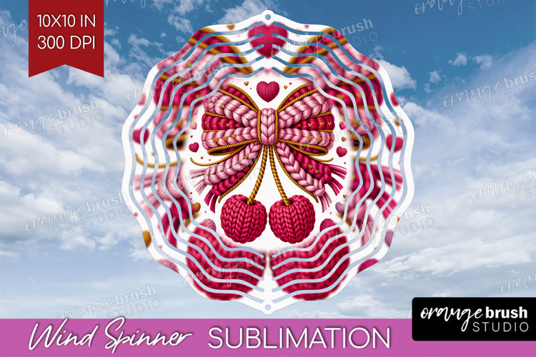 Knitted Valentines Day Wind Spinner Sublimation PNG - Faux