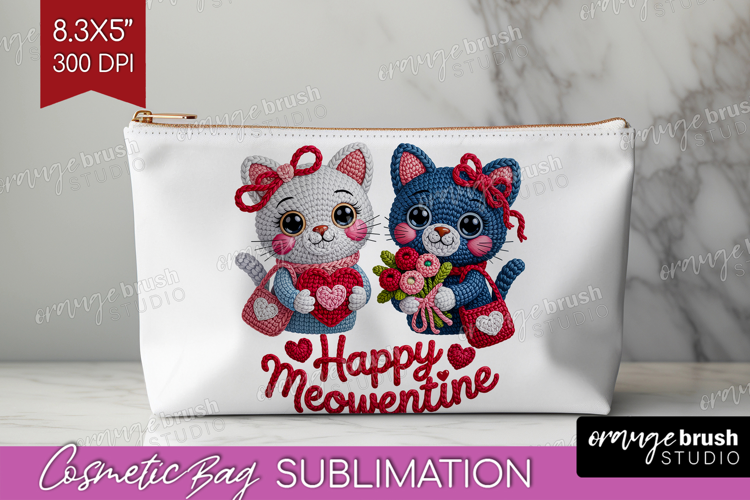 Knitted Valentines Day Cosmetic Bag - Faux Yarn Makeup Bag