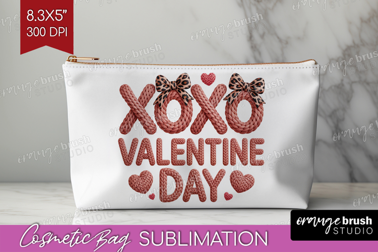 Knitted Valentines Day Cosmetic Bag - Faux Yarn Makeup Bag