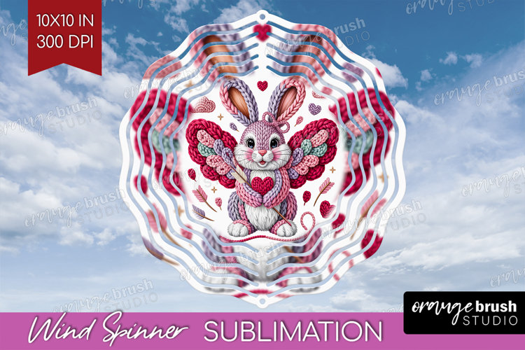 Knitted Valentines Day Wind Spinner Sublimation PNG - Faux