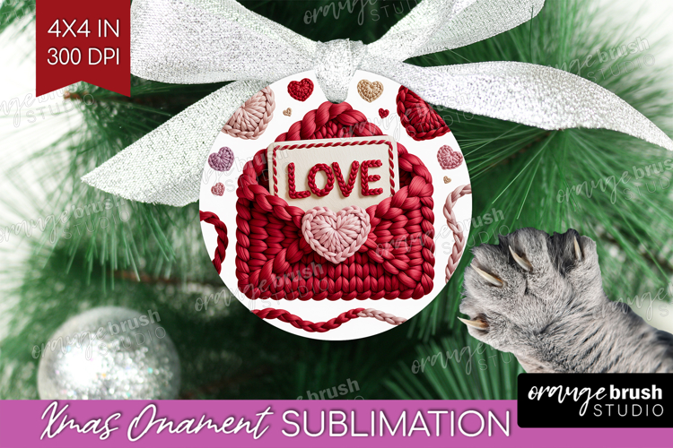 Knitted Valentines Day Ornament PNG - Faux Yarn PNG
