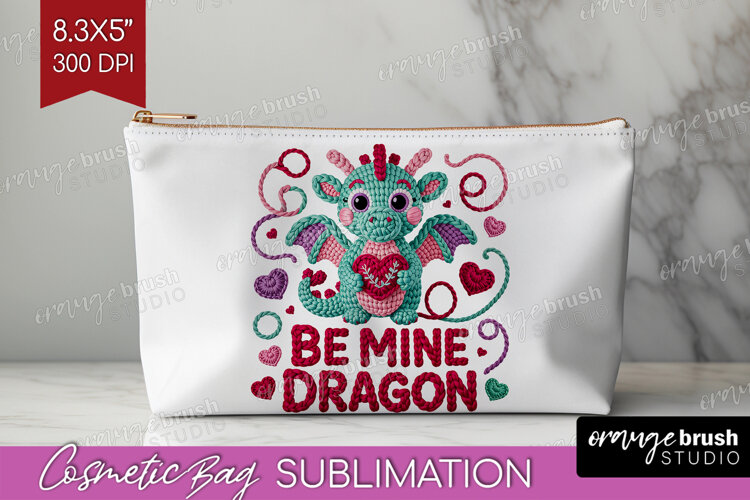Knitted Valentines Day Cosmetic Bag - Faux Yarn Makeup Bag example image 1
