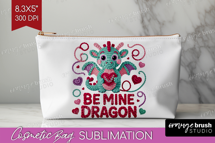 Knitted Valentines Day Cosmetic Bag - Faux Yarn Makeup Bag