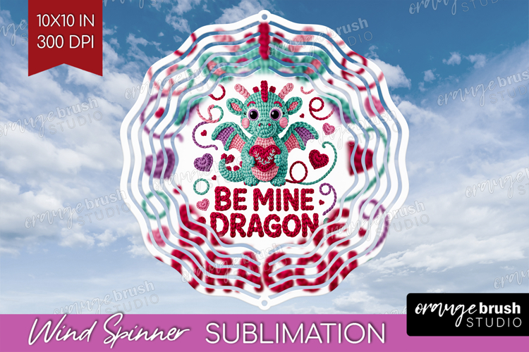 Knitted Valentines Day Wind Spinner Sublimation PNG - Faux