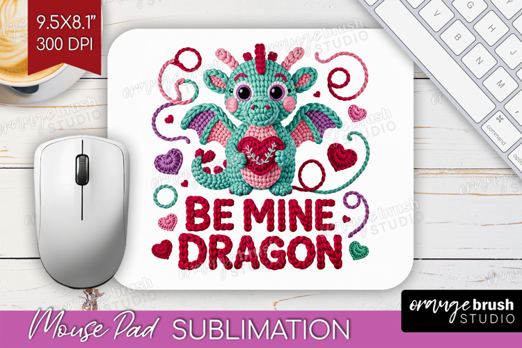 Knitted Valentines Day Mouse Pad Sublimation - Faux Yarn PNG