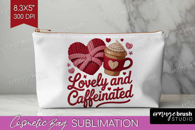 Knitted Valentines Day Cosmetic Bag - Faux Yarn Makeup Bag