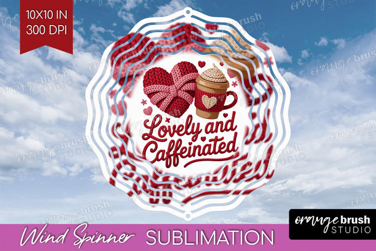 Knitted Valentines Day Wind Spinner Sublimation PNG - Faux