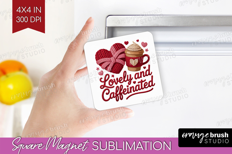 Knitted Valentines Day Magnet Sublimation - Faux Yarn Square