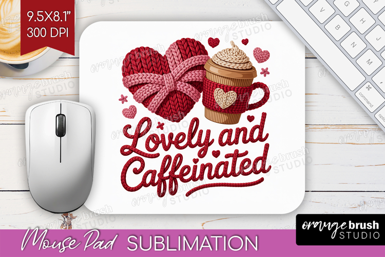 Knitted Valentines Day Mouse Pad Sublimation - Faux Yarn PNG